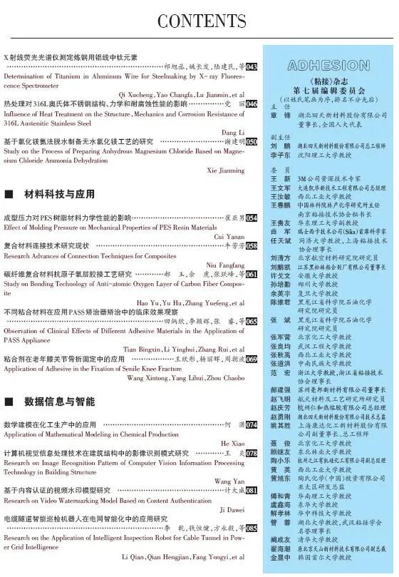 关于《粘接》杂志 2021年第01期的出版信息 关于《粘接》杂志 2021年第01期的出版信息